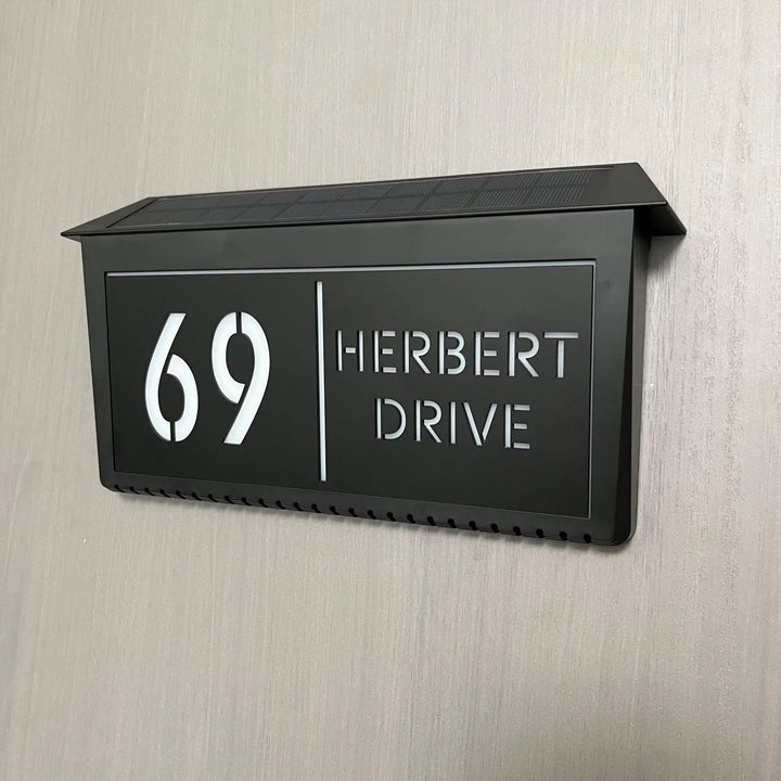 Custom Solar LED Backlit House Number Sign