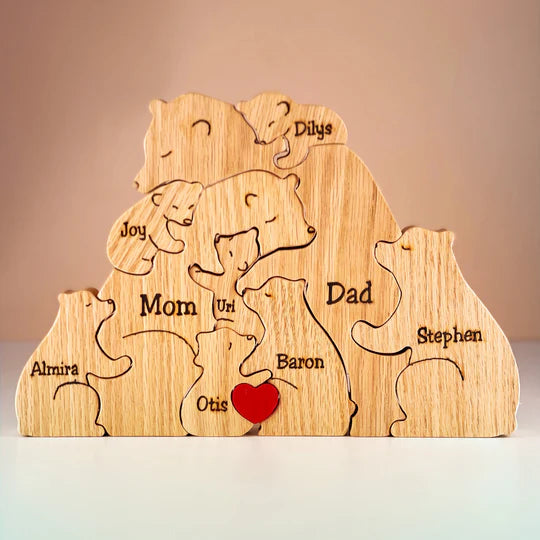 Personalisierte Holzbären Familienpuzzle Geschenke