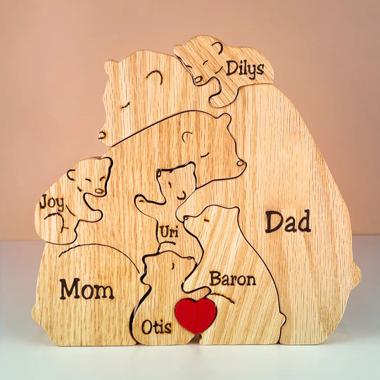 Personalisierte Holzbären Familienpuzzle Geschenke