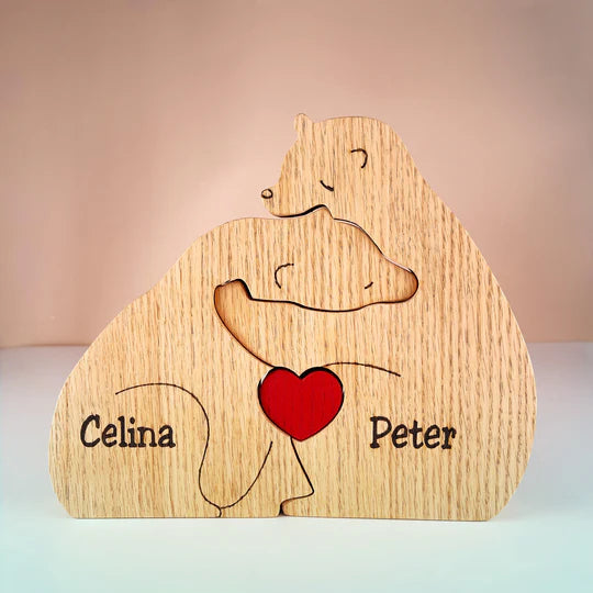 Personalisierte Holzbären Familienpuzzle Geschenke